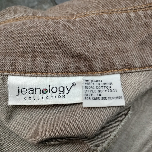 Jeanology Brown Cropped Utility Jacket with Classic Design- Sz 14 - Picture 3 of 3